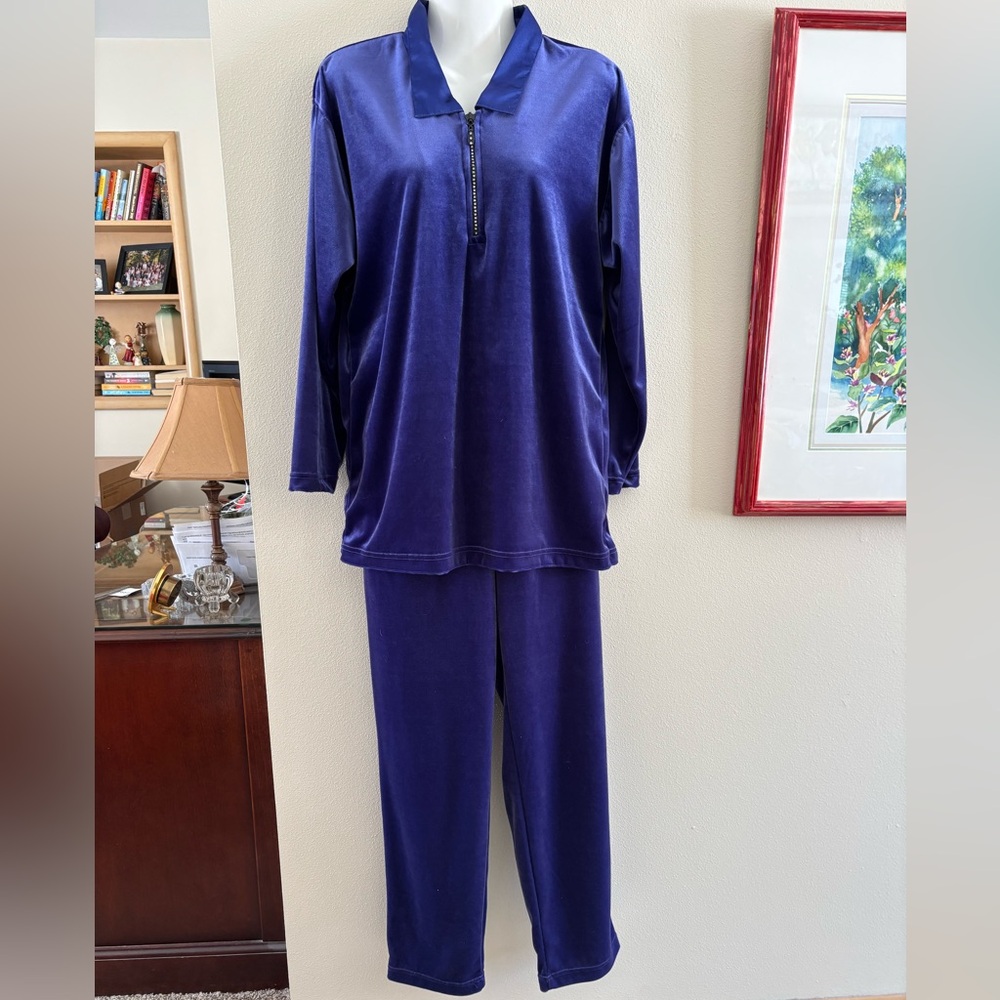 Vintage Blast Purple Velour Rhinestone Zipper Leisure Tracksuit Women’s Size S - Picture 4 of 9